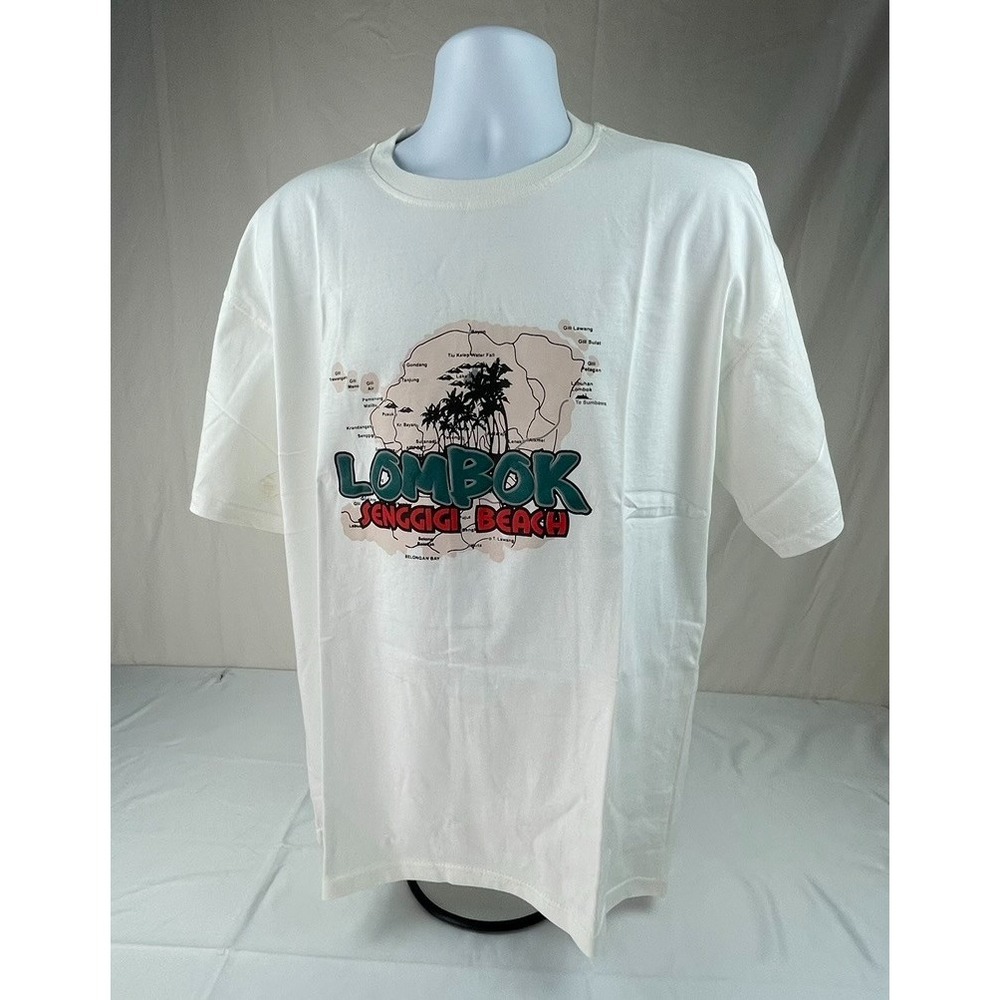 KUTA LOMBOK SENGGIGI BEACH GRAPHIC T SHIRT WHITE XXL INDONESIA TRAVEL SOUVENIR